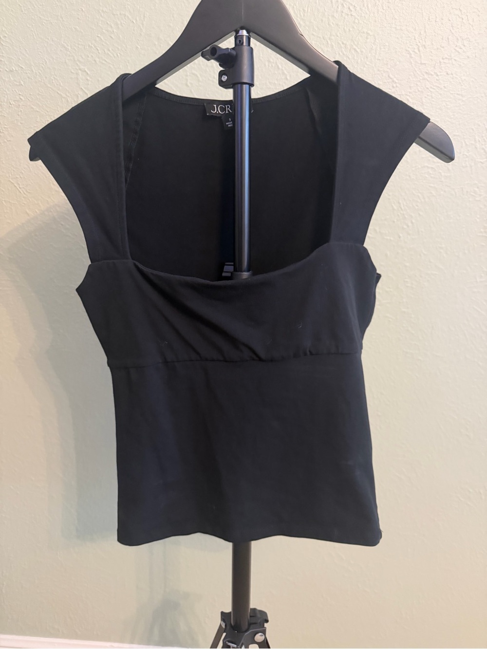J. Crew Black Square-Neck Cap Sleeve Camisole